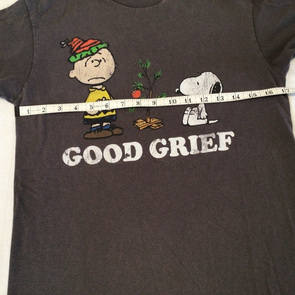 Peanuts Good Grief Charlie Brown Snoopy Christmas Tree Gray Unisex Sz S - Picture 2 of 3